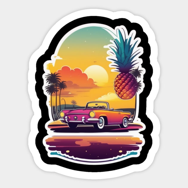 "Driving into Twilight: A Symphony of Colors on the Highway" Sticker by abdellahyousra